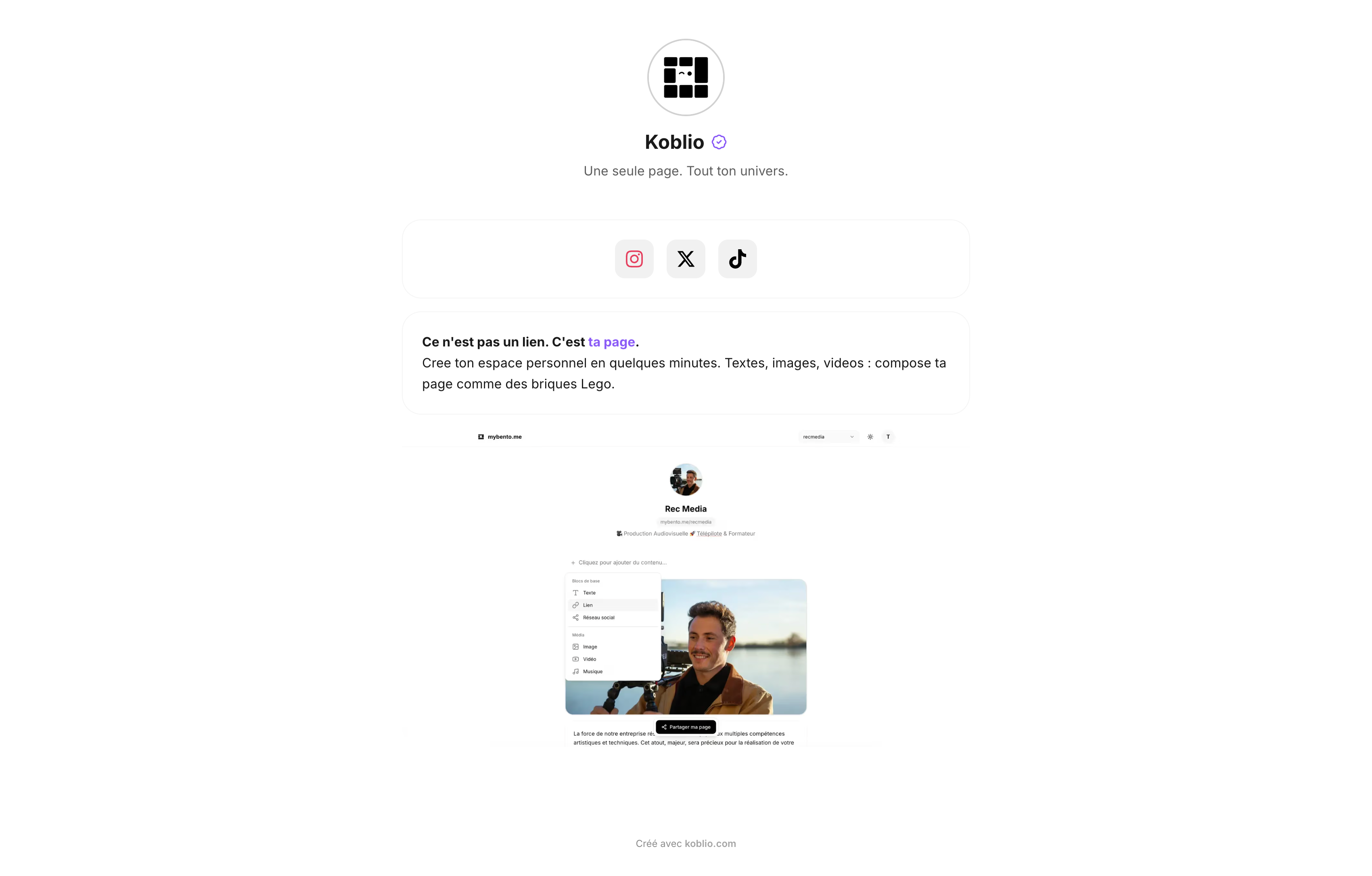 Koblio — SaaS · pages personnalisées